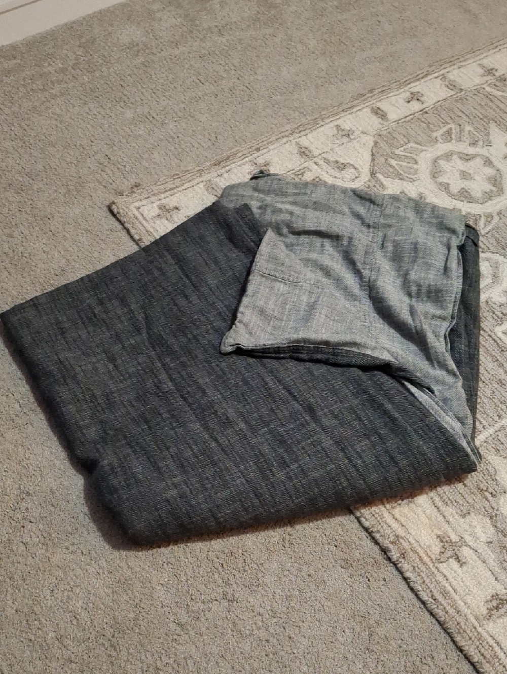 Pottery Barn Chambray Teen Dark Gray and Light Gray Reversible Cotton Duvet Twin